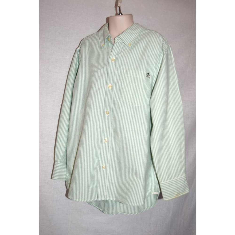 Gap Kids Green Striped Button Down Oxford size M (